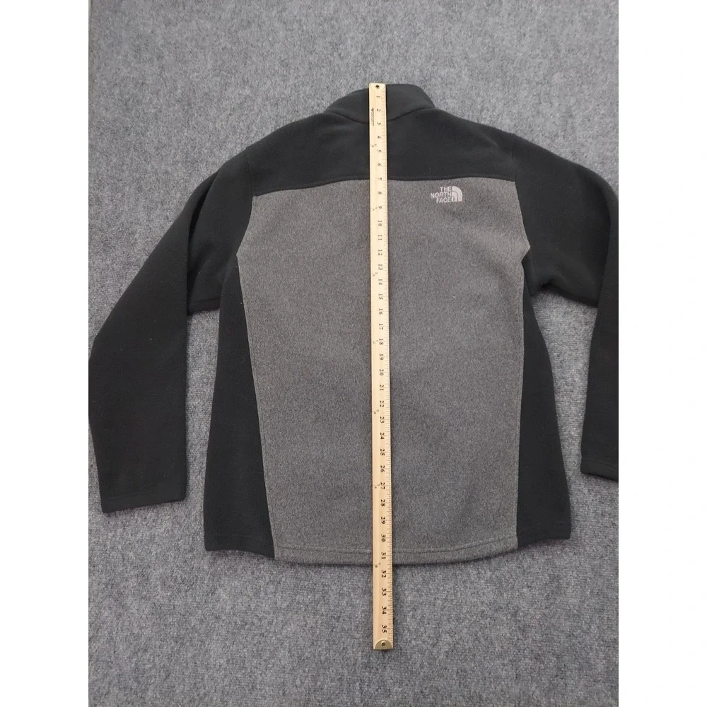 THE NORTH FACE Jacket Mens Large Black Gray Full Zip Mock Neck Fleece logo